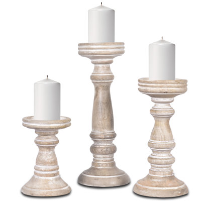 12'' H Wood Tabletop Candlestick