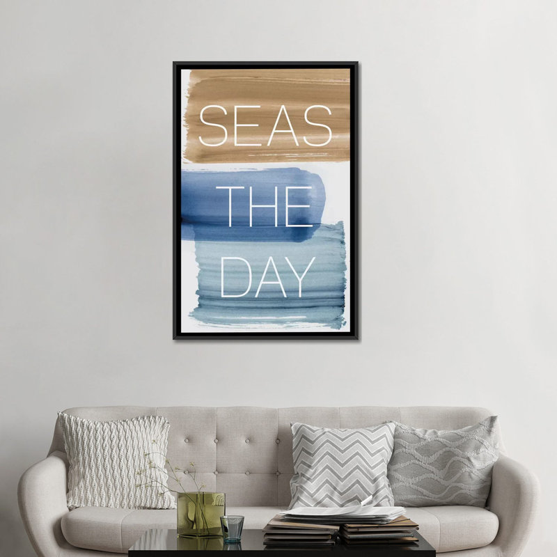 « mers the day », art textuel sur toile, H 26 po x l 18 po x P 1,5 po, Toile avec cadre noir, Pas de tapis
