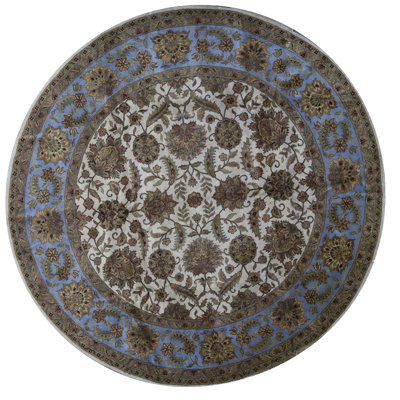 Wool Oriental Area Rug in Gray/Light Blue/Brown