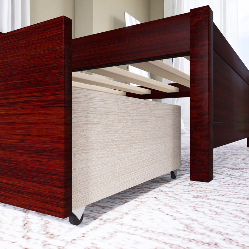 Lit plateforme avec tiroirs en bois, Espresso
