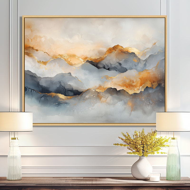 Alpert - Abstract Wall Art, H 16 po x l 32 po, Cadre flottant, Argent argent