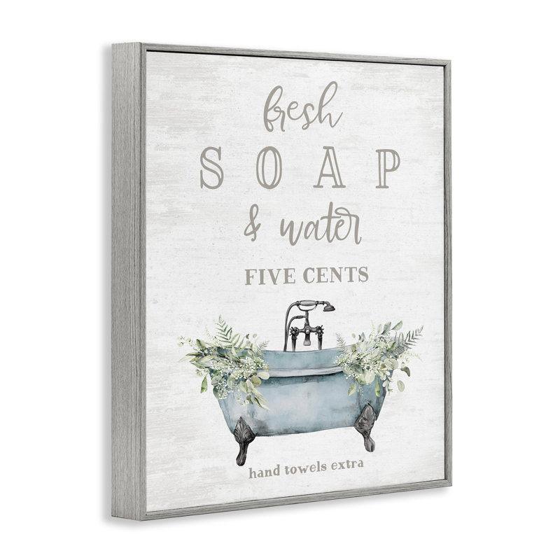 Giclée encadrée de savon et de baignoire antique antique, design par lettré et doublé, Estampe numérique Farmhouse