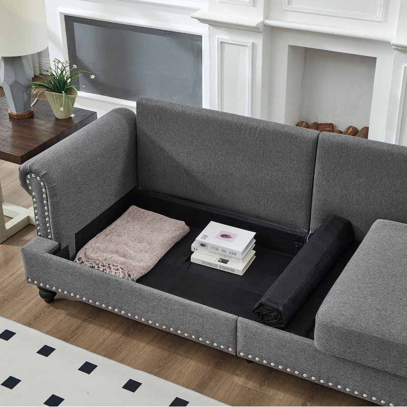 Canapé en tissu 83 po 83 po, Gris
