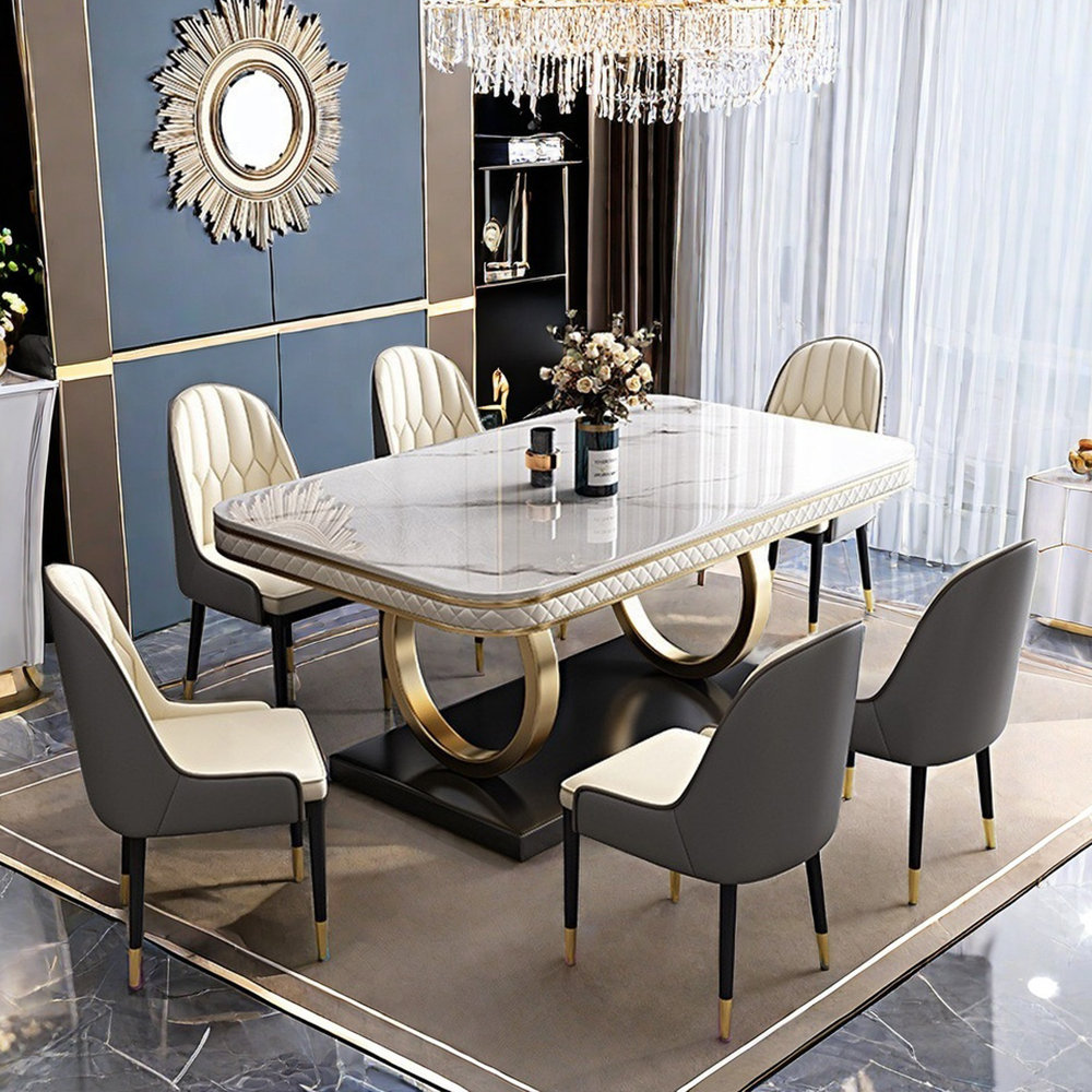 LABAORRY Italian style luxury rectangular dining table sets | Wayfair