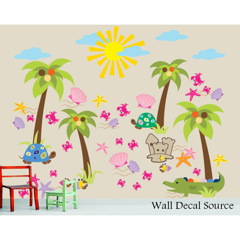 Décalcomanie murale de chambre d’été, de plage et de mer latérale, Schéma C