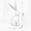 Figurine de lapin en magnésium avec oreilles en fer doré, corps blanc texturé et design ludique pour la décoration intérieure