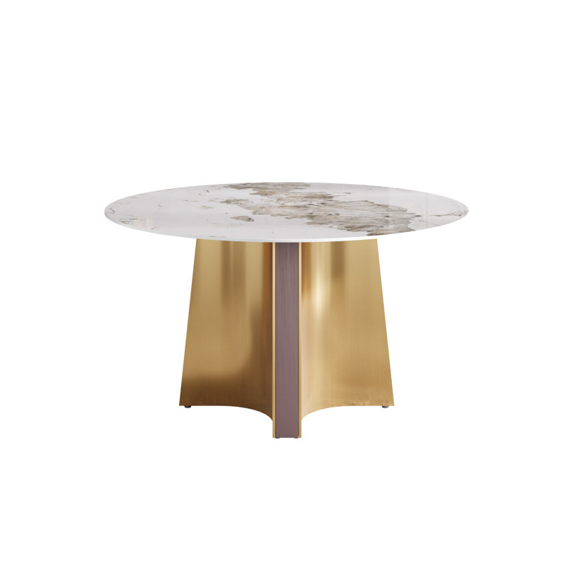 Table de salle à manger ronde en acier inoxydable, H 29,53 po x L 53,15 po x l 53,15 po, Pandora
