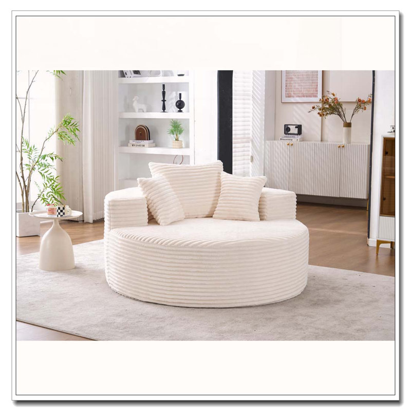 55" Round Single Accent Chair, Beige