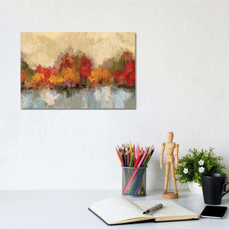 Autumn River Reflection by Silvia Vassileva - Gallery-Wrapped Canvas Giclée on Canvas, 20.32 cm H x 30.48 cm W