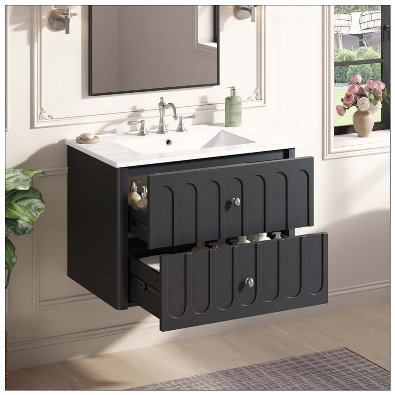 Meuble-lavabo flottant moderne 30 po, Black