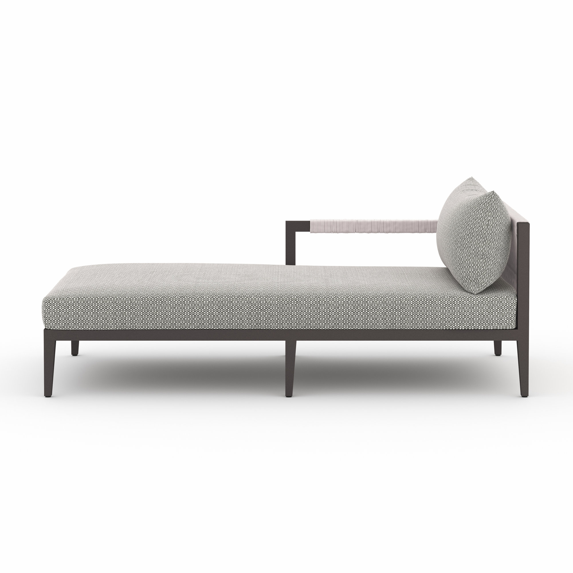 Kristine 33'' Outdoor Teak Chaise Lounge, Black/Gray, Ash