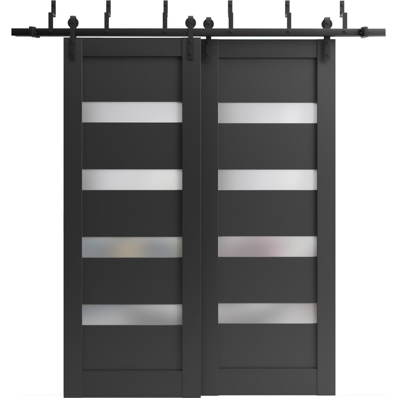 Portes noires en verre givré Quardo, 36 po x 84 po