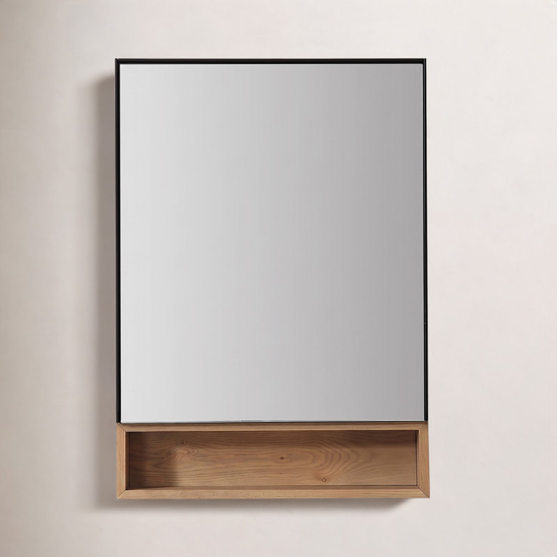 Bergen 24" Medicine Cabinet, Matte Black/Pecan Oak
