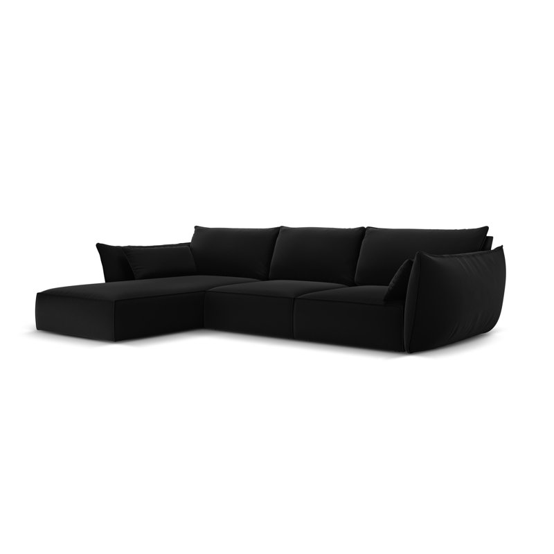 Adriona 4 Seater Corner Sofa , Black, Left Hand Facing