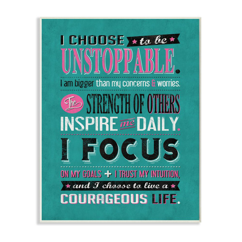 «I Choisissez Unstoppable Vintage Inspirational Word Design» par Ester Kay - Art textuel sur toile, Plaque murale