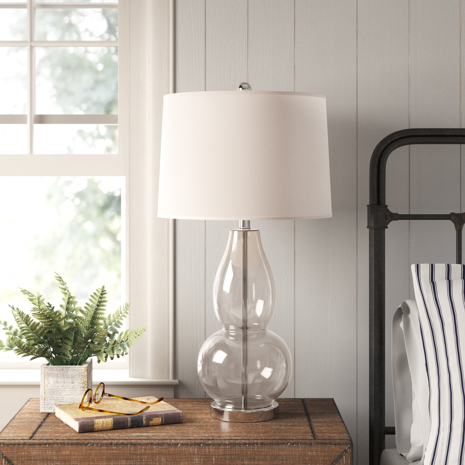 Parkston Table Lamp, Clear/White Shade