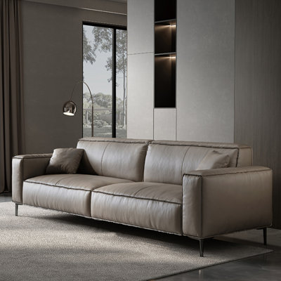 Beige grey  Genuine Leather Standard Sofa