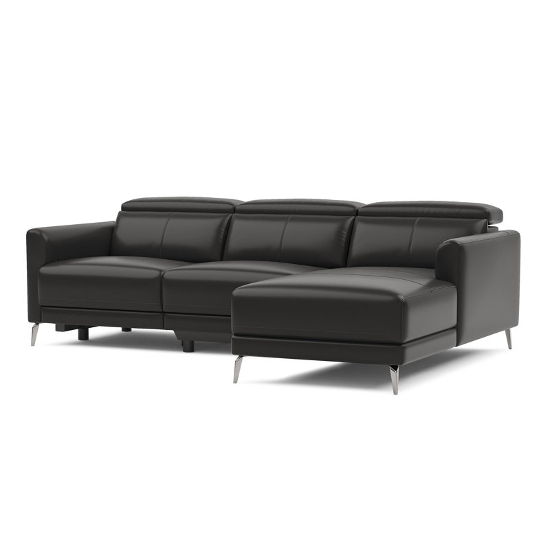 Valencia Geshia Leather Reclining Modular Sofa, 3 Seater Sofa | Italian Nappa 11000 Grain Leather | Power Reclining Seat with Adjustable Headrests