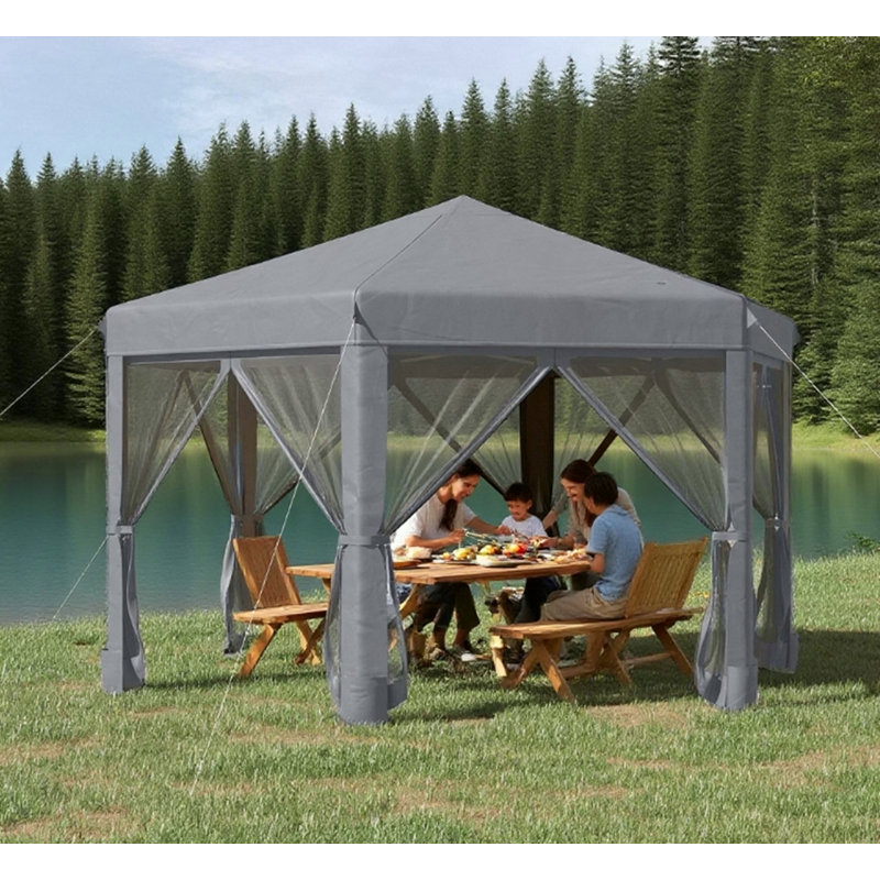 Tente escamotable avec pavillon de jardin hexagonal et tente d'extérieur robuste