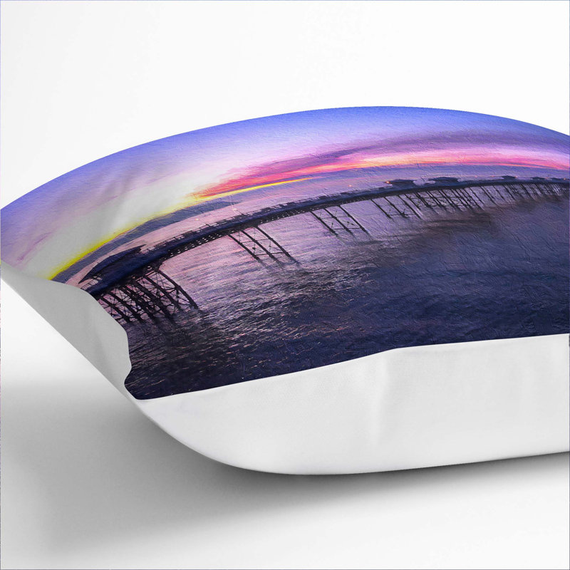 Pier in Llandudno Wales Cushion with Filling, 40cm H x 40cm W x 15cm D, White