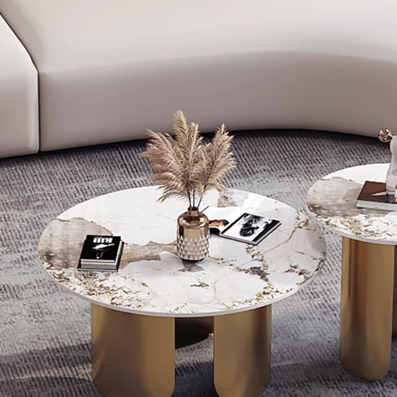 Light luxury creative arc office sofa set, Orange/Off White