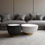 Ensemble de tables basses noires et blanches en forme de bol