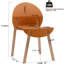4 chaises d'intérieur tropicales orange avec des pieds en chêne rouge et un siège en polypropylène, une construction résistante aux égratignures, un grain de bois naturel massif, des joints renforcés pour un soutien lourd, des coussins souples de protection du sol,-872743219