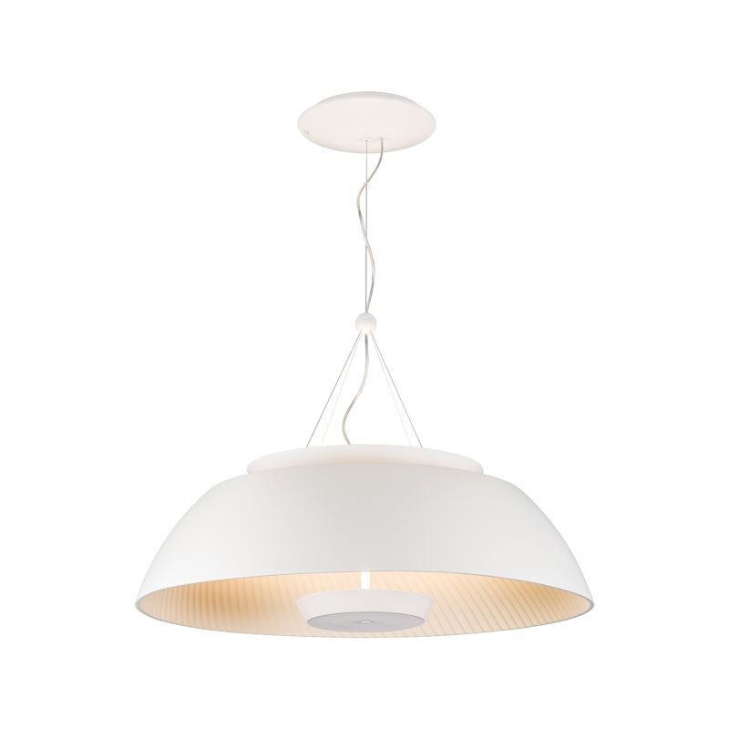 Luminaire suspendu en forme de dôme à 1 lumière DEL Araan, Blanc, H 9,5 po x l 33,46 po x P 33,46 po