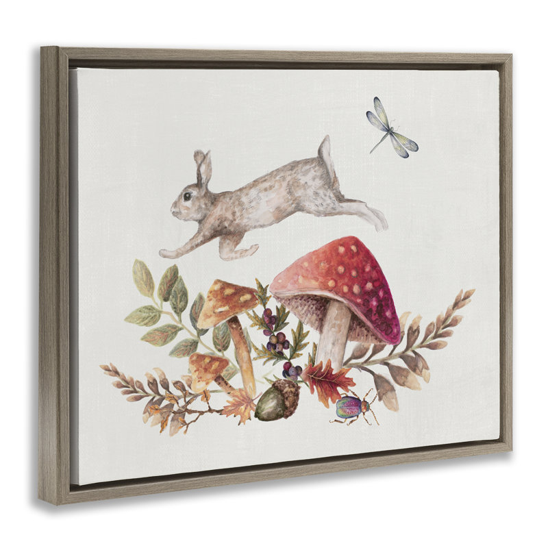 "Rustic Botanicals & Hare", art mural encadré par Janice Gaynor, Cadre flottant orme Montalcino, H 17 po x l 21 po