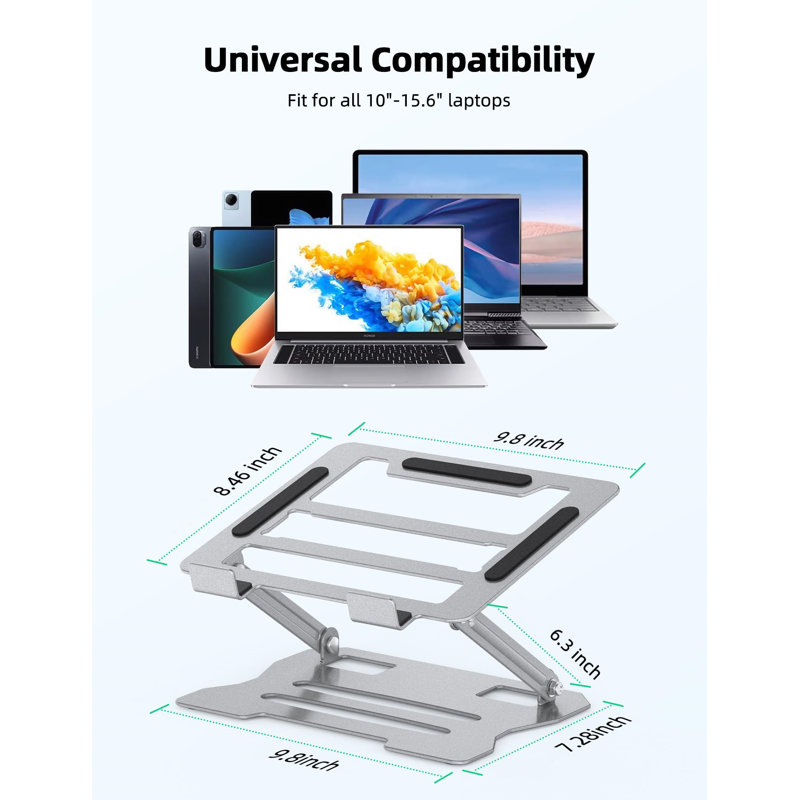 Support réglable pour ordinateur portable, argent