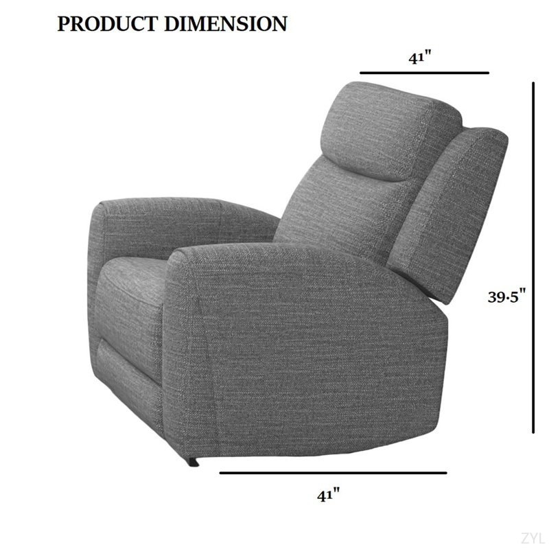 Manual Recliner High Density Foam Contour Arms Wide Seat Primary Living Room, Fabric, Gray, Manual - Push Button