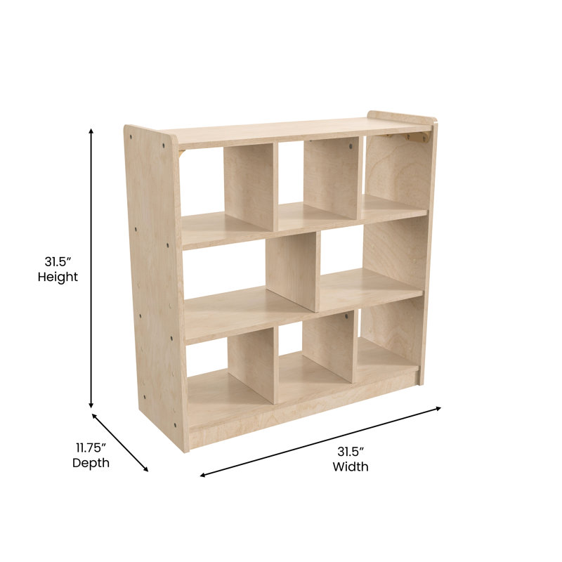 Natural Brown Birch 8-Cube Kids Storage Unit
