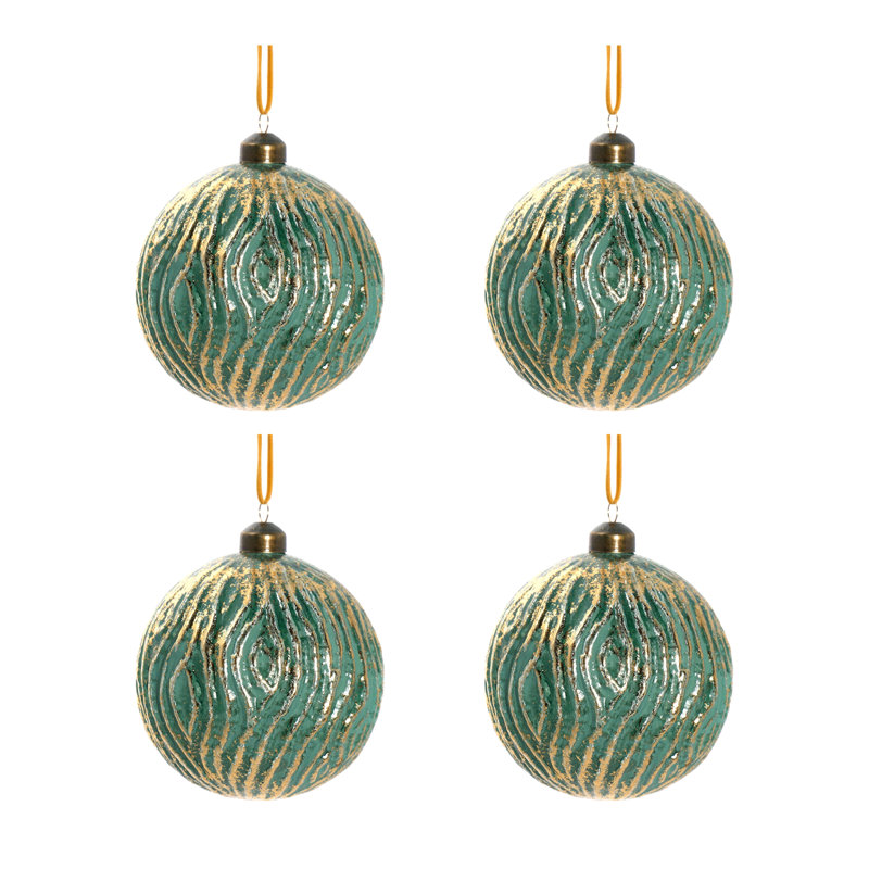 Ornements en boule, Vert, 4,   H 4,7 po x l 4,7 po x P 4,7 po 