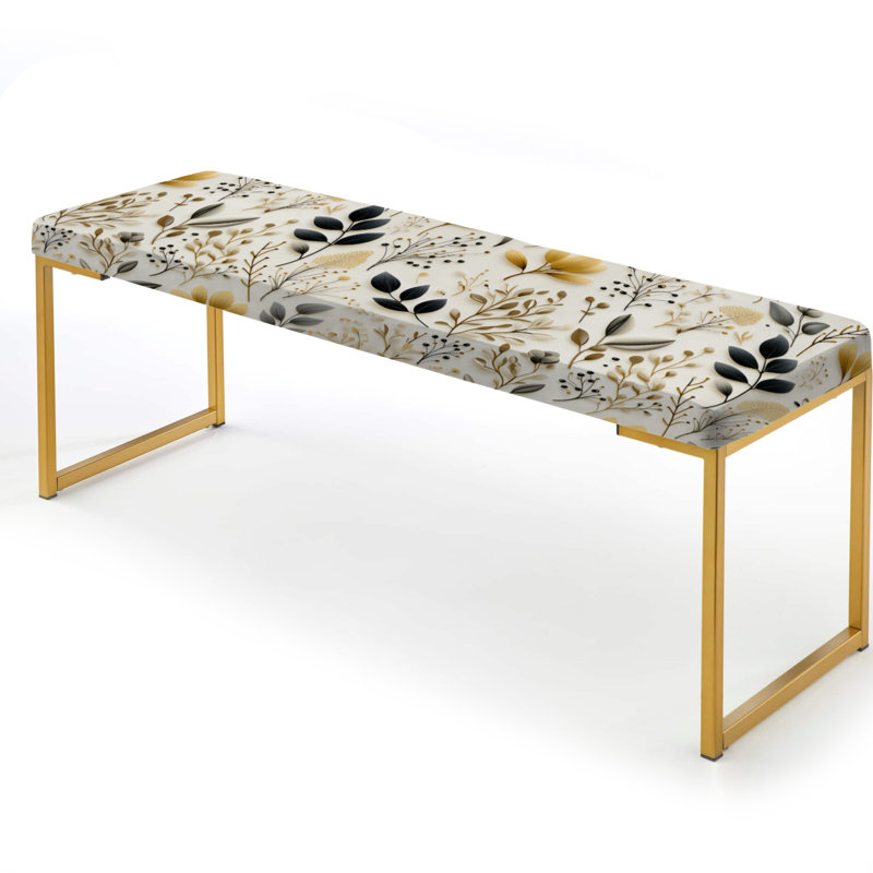Zen Foliage - Plants Upholstered Gold Bench