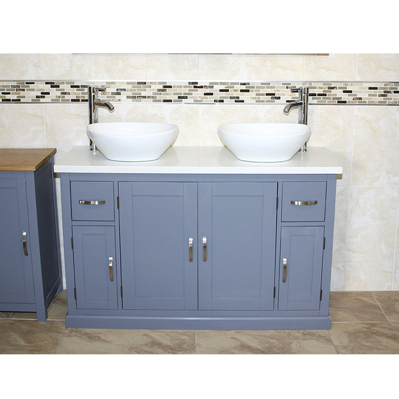 Regatta 1230mm Double Bathroom Vanity with Vessel Ceramic Basin, White 