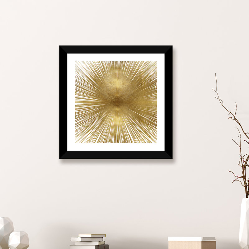 «Radiant Gold» par Abby Young - impression d'art graphique, H 24 po x l 24 po x p 1 po, Papier encadré noir