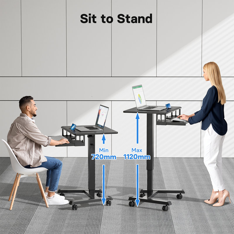 Adjustable Height Modular Iron Standing Desk, Black