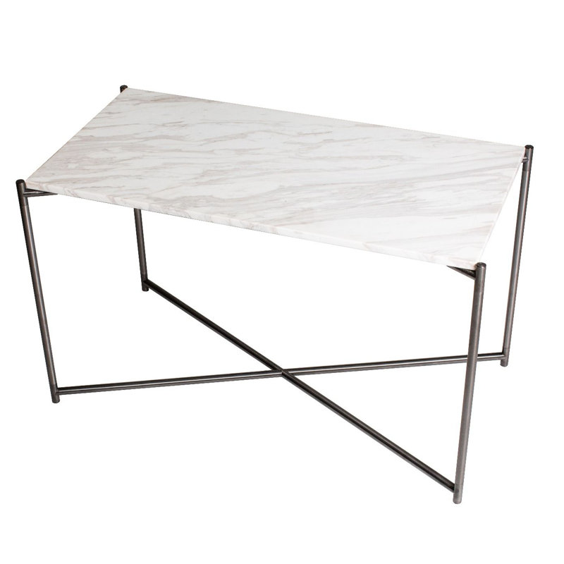 Bedell End Table, White/Brass
