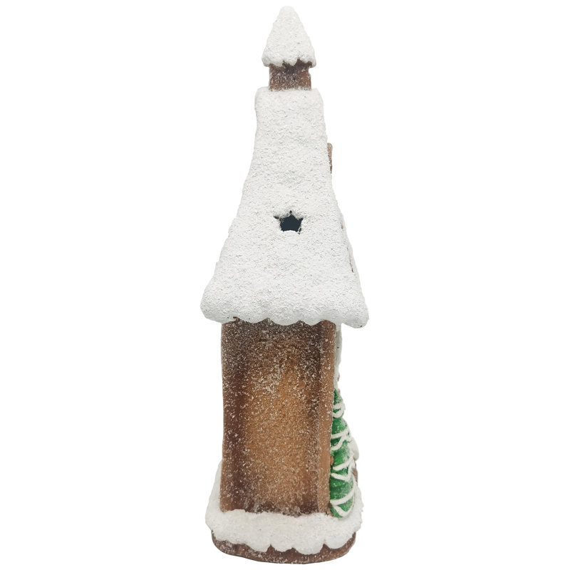 LED Lighted Gingerbread House With Christmas Tree And Candy Cane - 18.5"