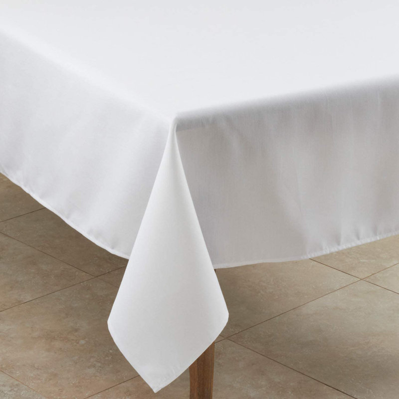 Daisylynn Rectangular Polyester Tablecloth, 160" L x 65" W, White