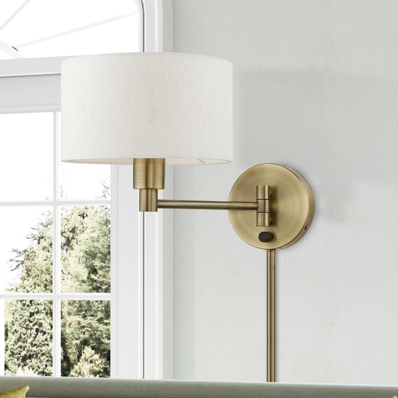 Tyonna Steel Swing Arm Sconce, Antique Brass