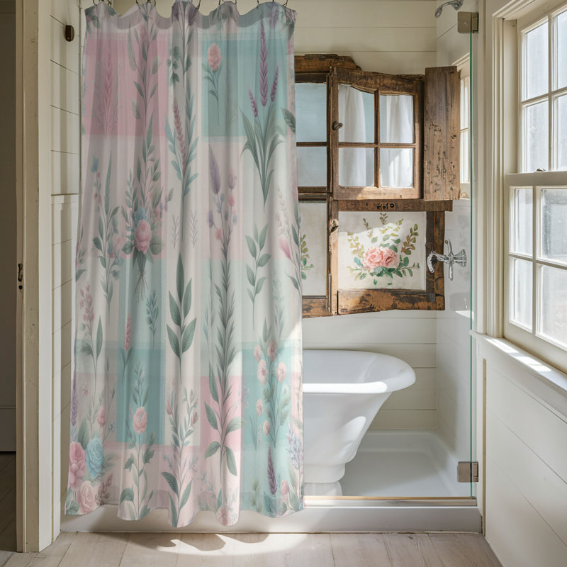 Rideau de douche 1 pièce Pastel Checks, H 74 po x l 71 po