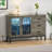 Kyzier 45.27'' Coffee Wine Bar Cabinet with LED Light, Sideboard With 3 Drawers-64623904