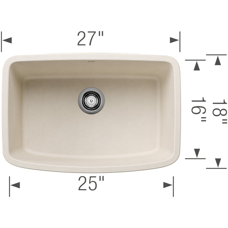 Valea SILGRANIT 27" Single Bowl Undermount Kitchen Sink, Soft White