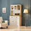 Armoire de cuisine autoportante moderne de 71 po avec tiroirs, tablettes réglables et comptoir White & Oak-1802624700