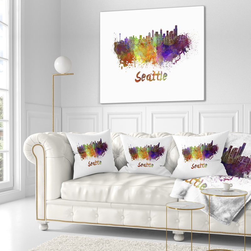 Coussin Seattle - Skyline - Cityscape, Rectangulaire, 12 po x 20 po