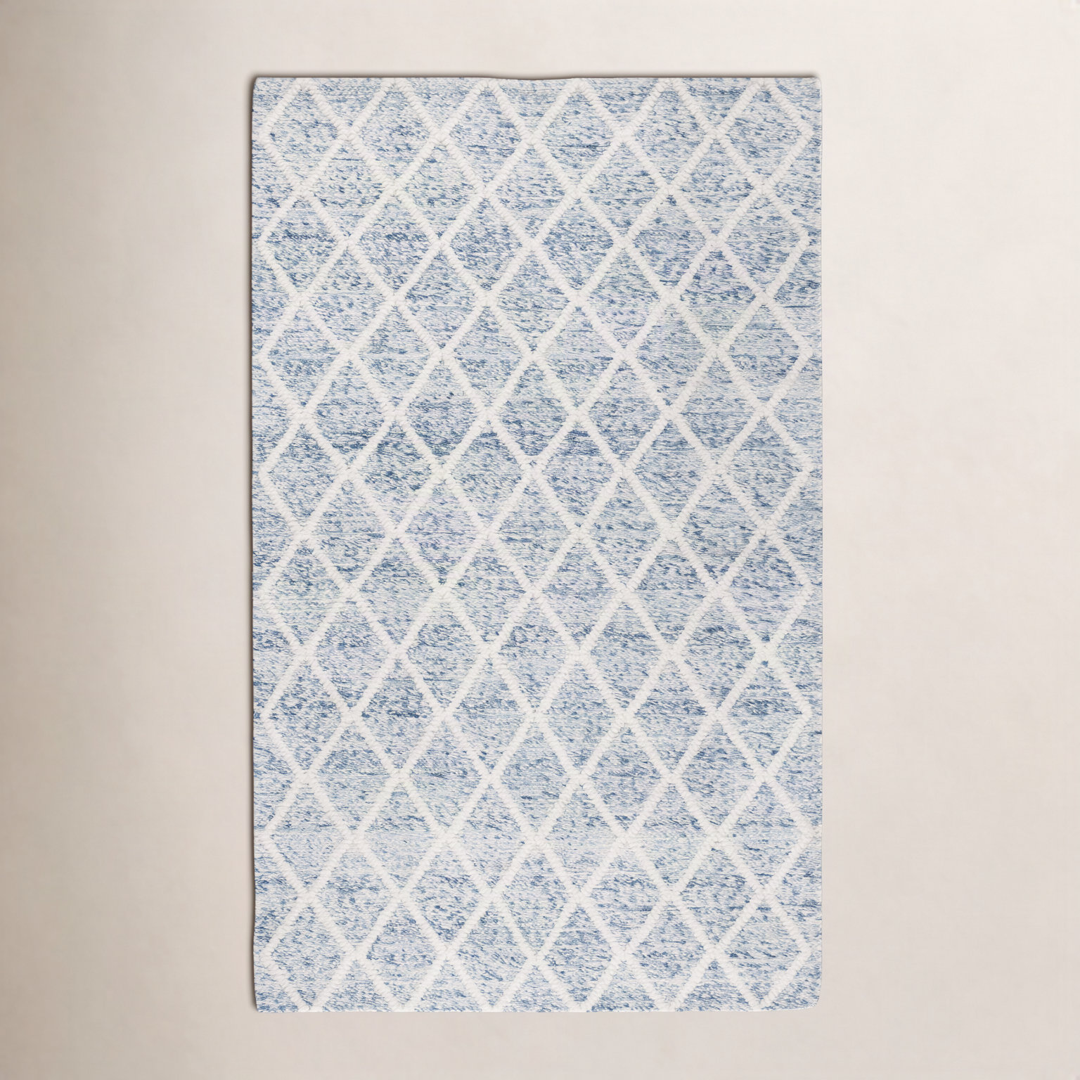 Russo Ivory Blue Hand-Woven Flatweave Rug, Rectangle 6' x 9'