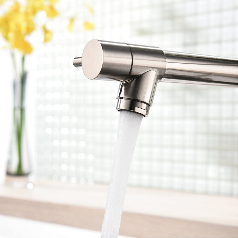 Brushed Nickel Pull Down Kitchen Sink Faucet, 360 Rotation, Efficient Operation Single Handle, Suitable For Various Sinks