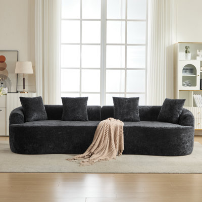 Canapés modulaires incurvés de 110 po en chenille avec coussins Boneless