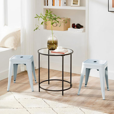 Ensemble de tabourets de comptoir de 2,18 "tabourets de bar en métal empilables industriels, chaises de salle à manger en métal sans dossier pour la cuisine intérieure et extérieure